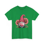 Charming Valentine's Day 'Happy Valentine's Gnome with Sunflower' T-Shirt - Cheerful and Unique Design