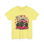 Bold Valentine's Day 'Heart Crusher' T-Shirt - Truck Crushing Hearts for a Unique Style
