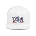 Patriotic USA Flat Bill Snapback Hat, USA Cap, 4th of July Hat, Independence Day Gift, Trendy Snapback for Veterans