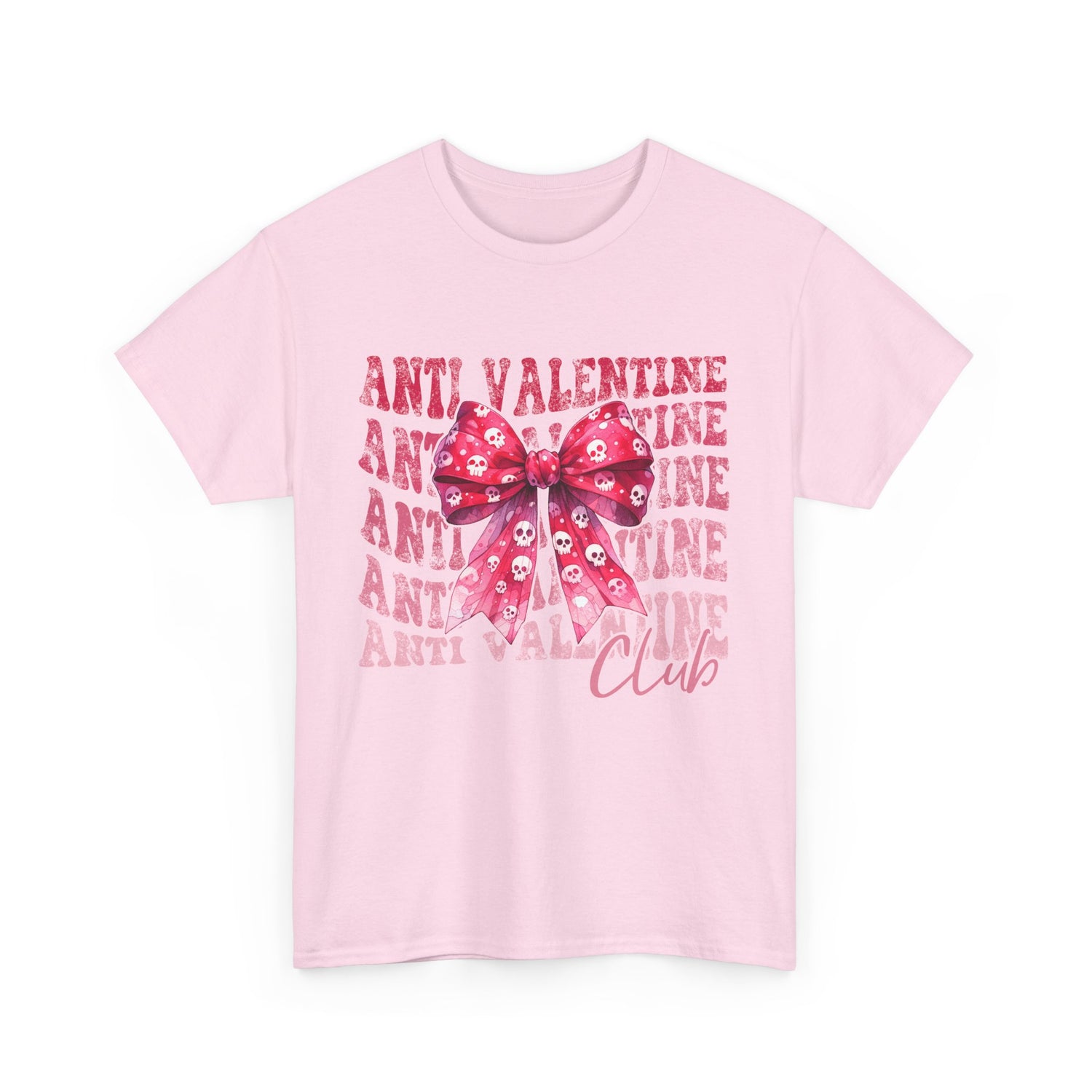 Unique Anti-Valentine Unisex Cotton Tee with Red Bow and Skulls - Alternative Fashion Statement