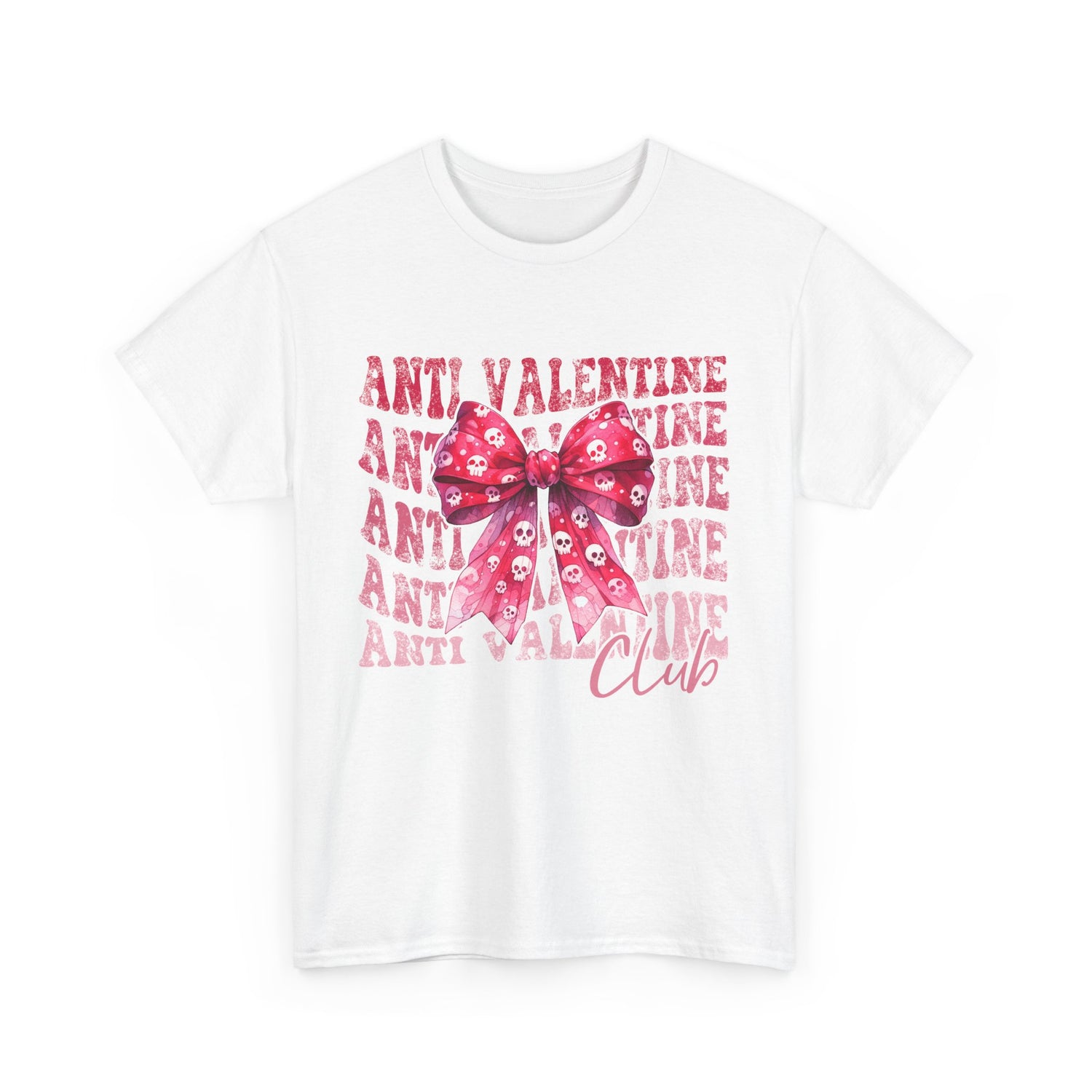 Unique Anti-Valentine Unisex Cotton Tee with Red Bow and Skulls - Alternative Fashion Statement