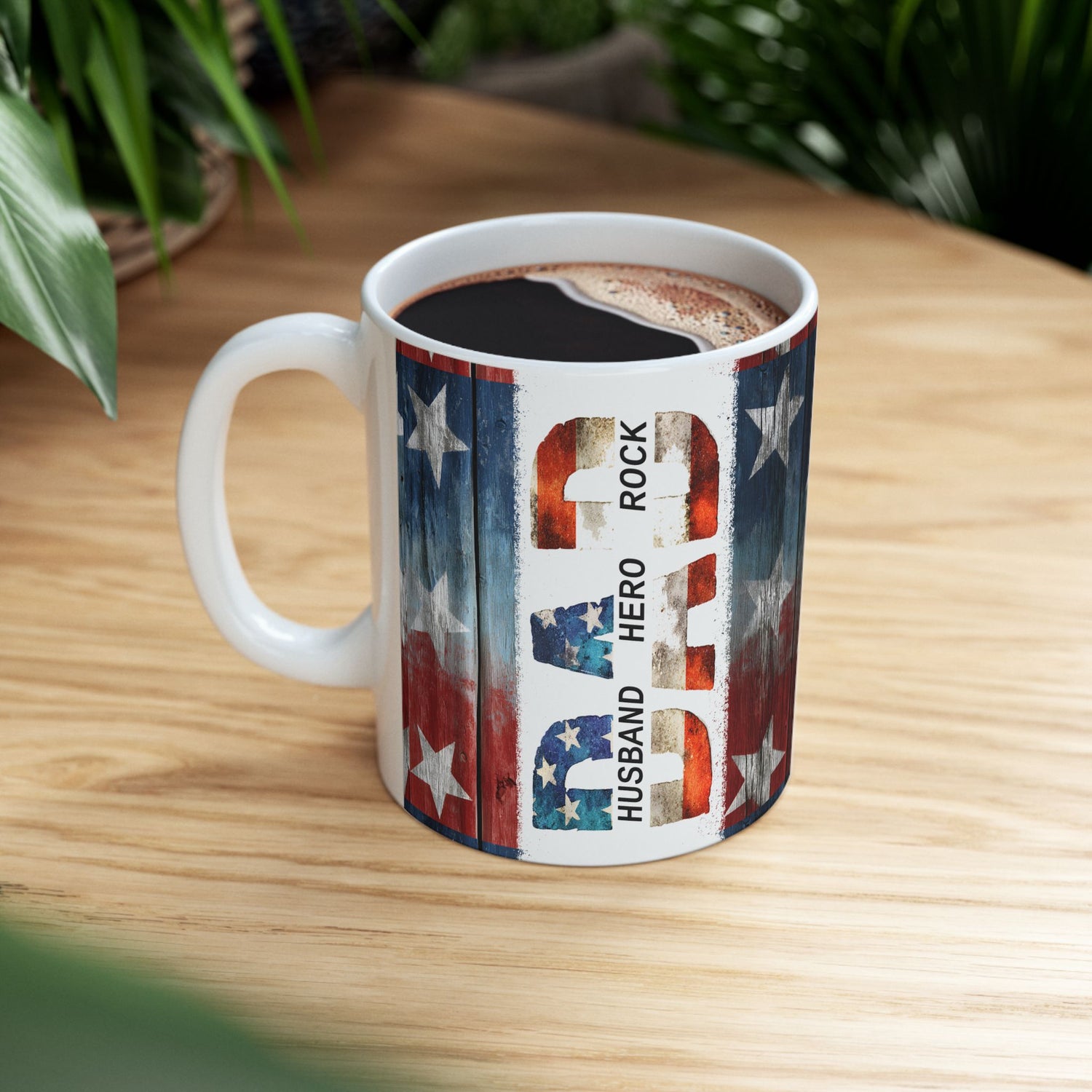 Patriotic Ceramic Mug, Americana Coffee Cup, Fourth of July Gift, Rustic Star Decor, Veterans Day Present