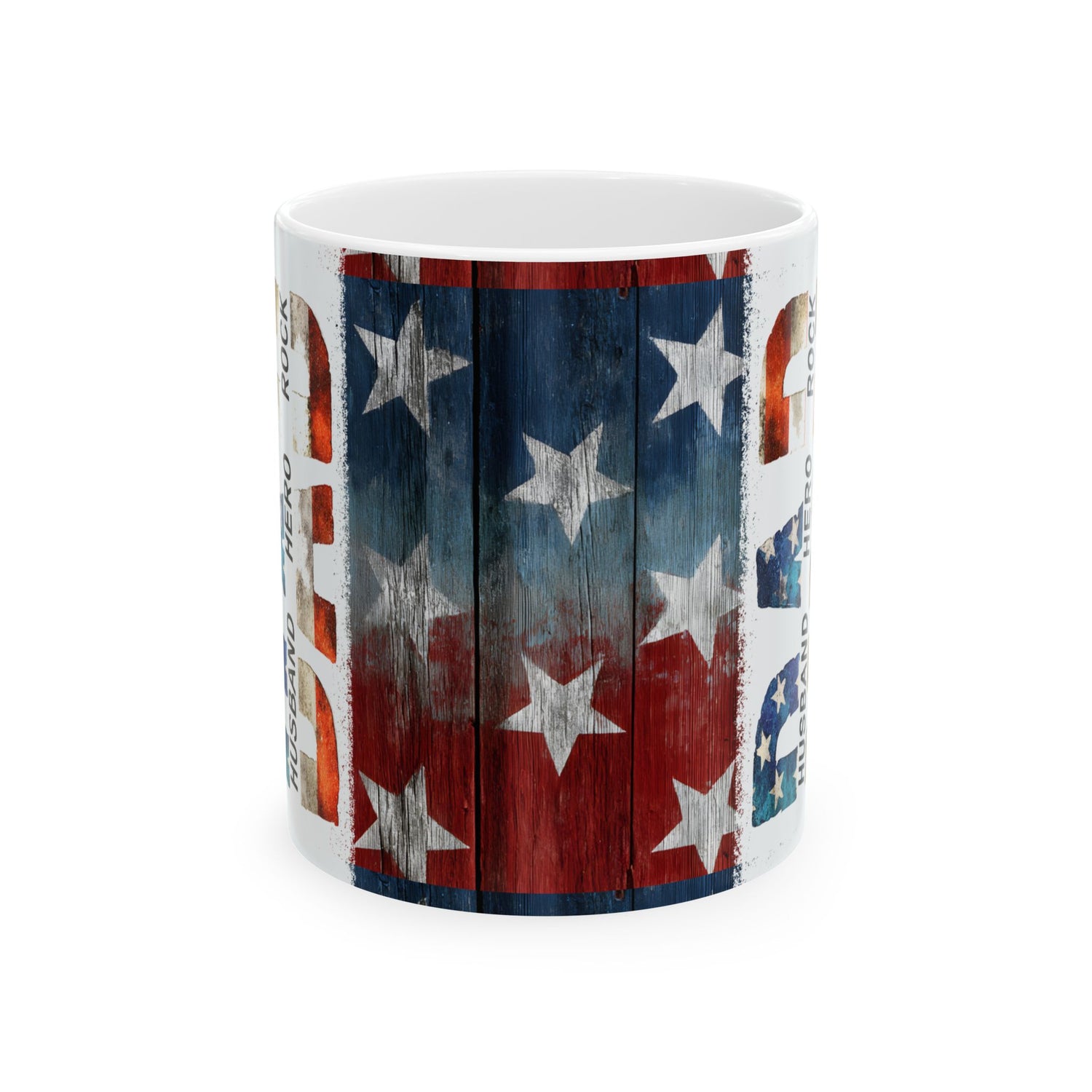 Patriotic Ceramic Mug, Americana Coffee Cup, Fourth of July Gift, Rustic Star Decor, Veterans Day Present
