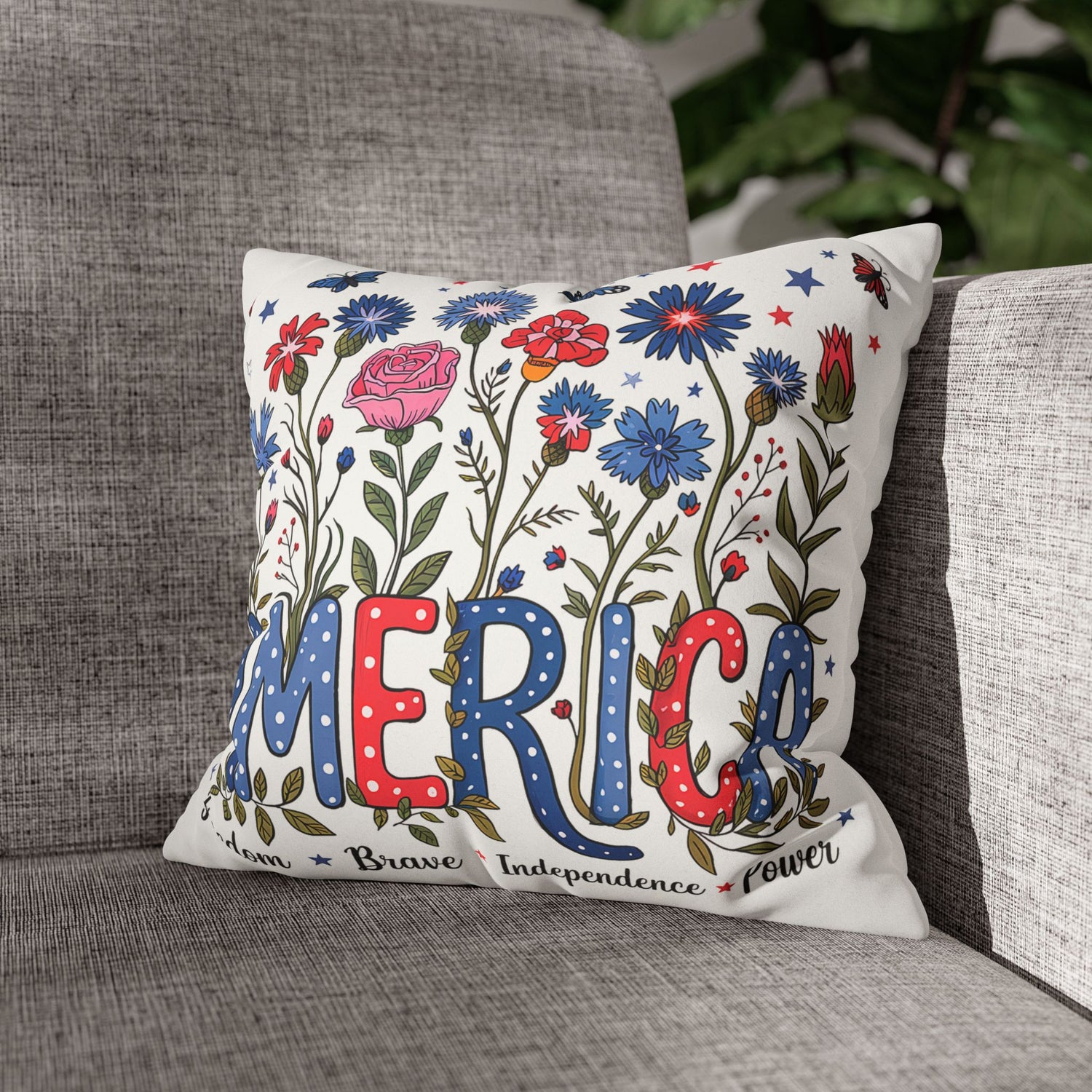 Patriotic Floral Pillowcase
