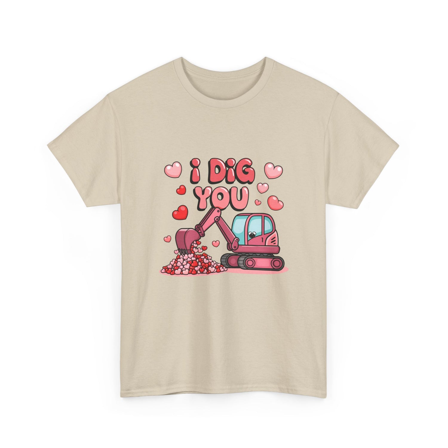 Valentine's Day 'I Dig You' T-Shirt with Excavator and Hearts - Fun and Unique Design