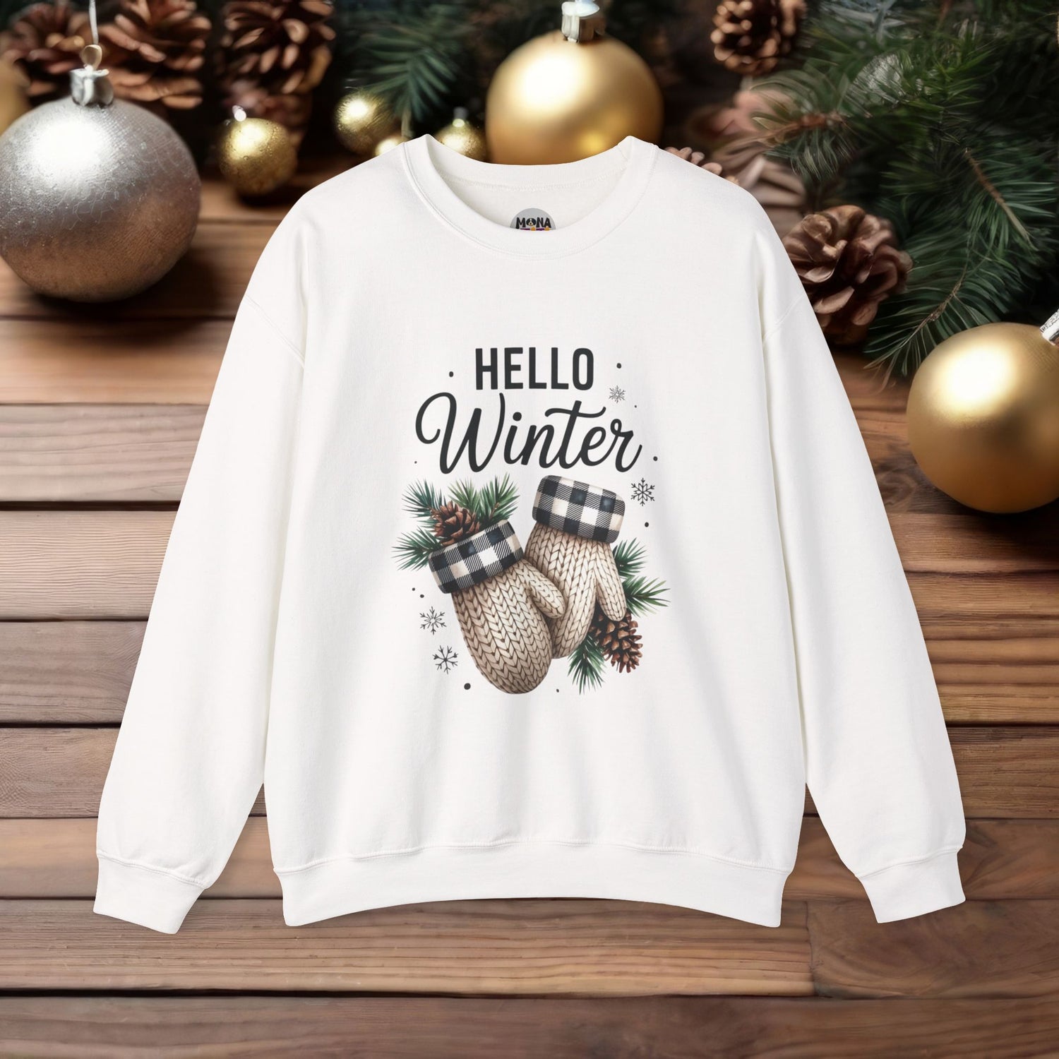 Hello Winter Crewneck | Unisex Holiday Sweater - White