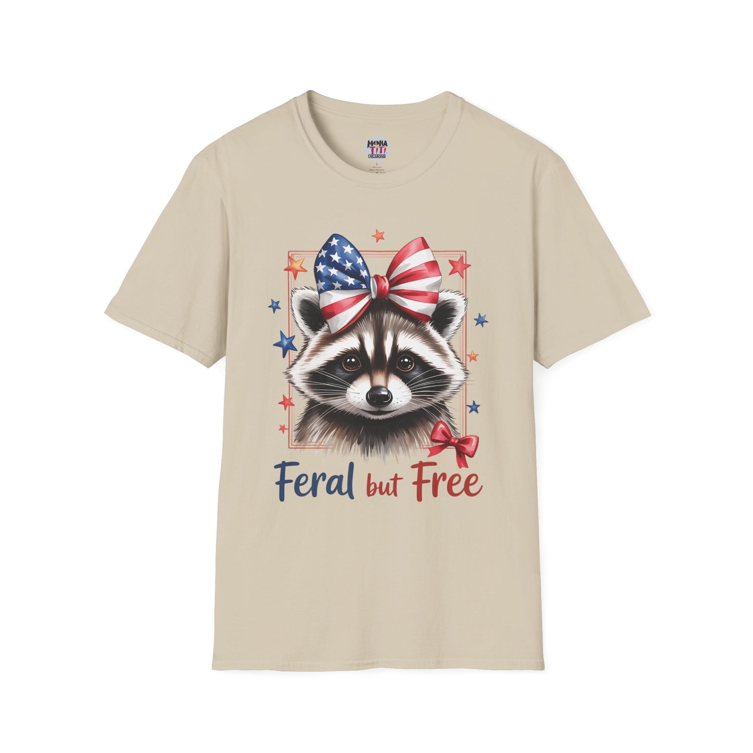 Feral but Free Raccoon T-Shirt, Unisex Graphic Tee, Animal Lover Gift, Casual Wear, Patriotic Shirt