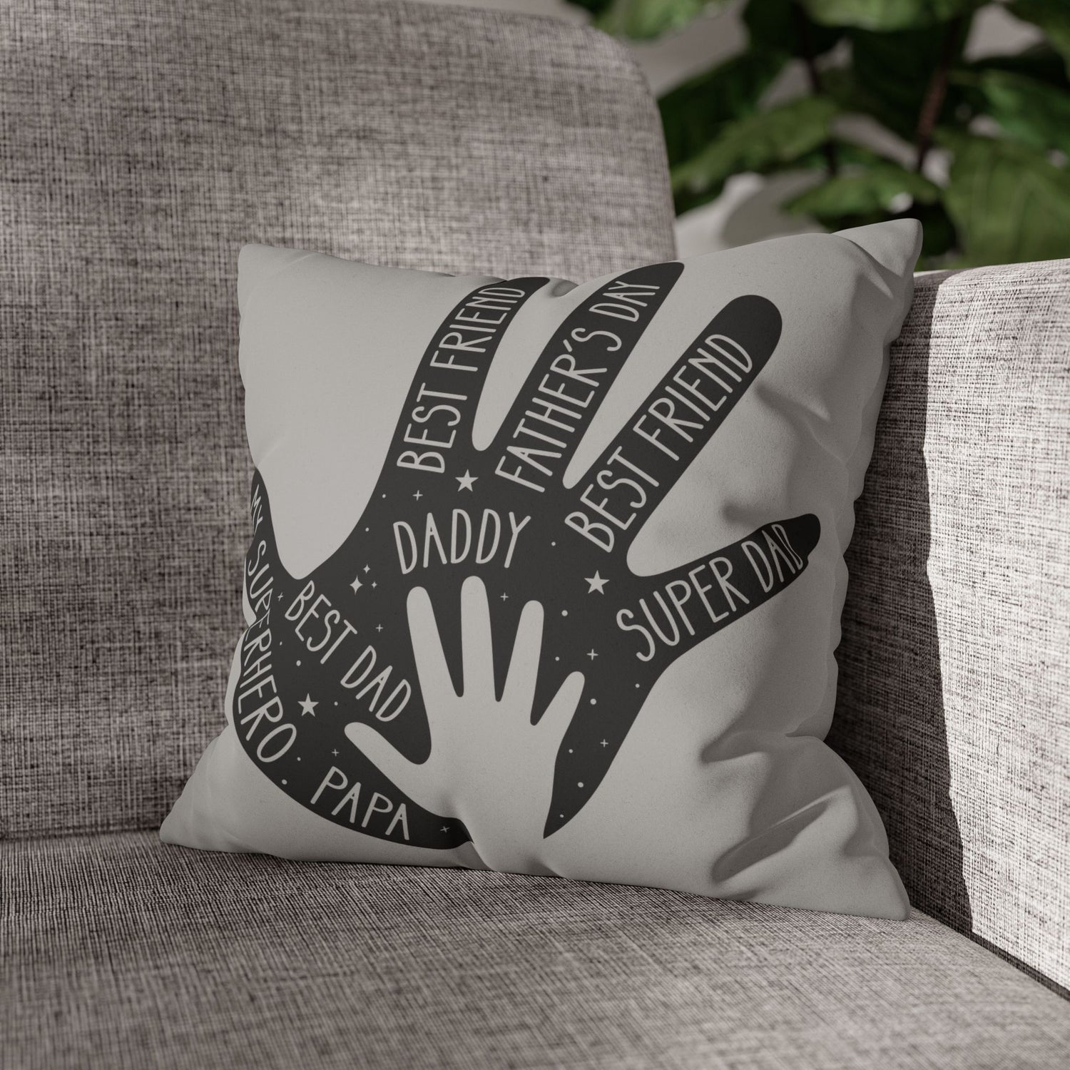 Father's Day Faux Suede Pillowcase, Super Dad Gift, Home Decor, Handprint Design, Best Friend, Gift for Dad