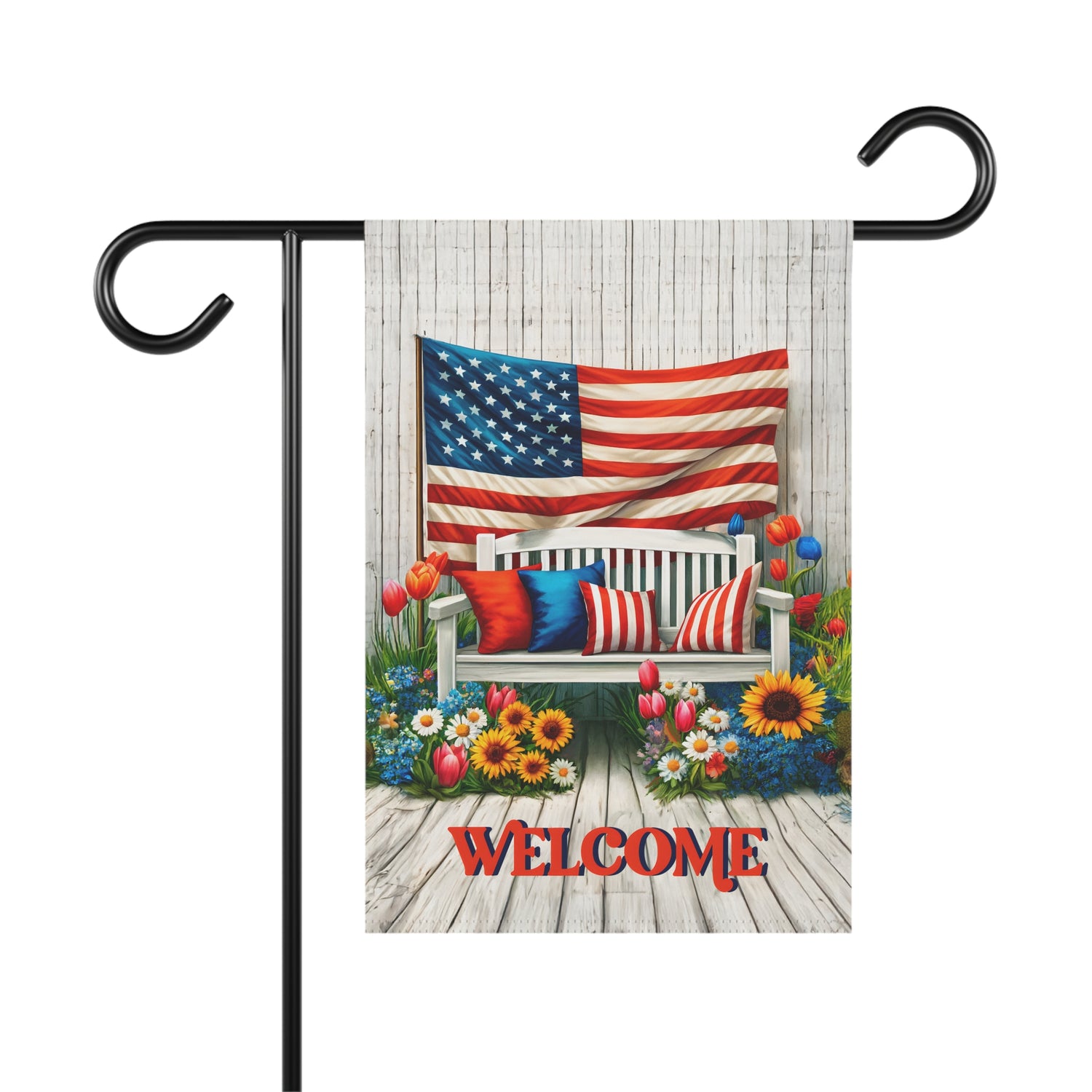 Patriotic Garden Banner, Welcome Flag, Home Decor, Fourth of July Decor, Outdoor Welcome Sign