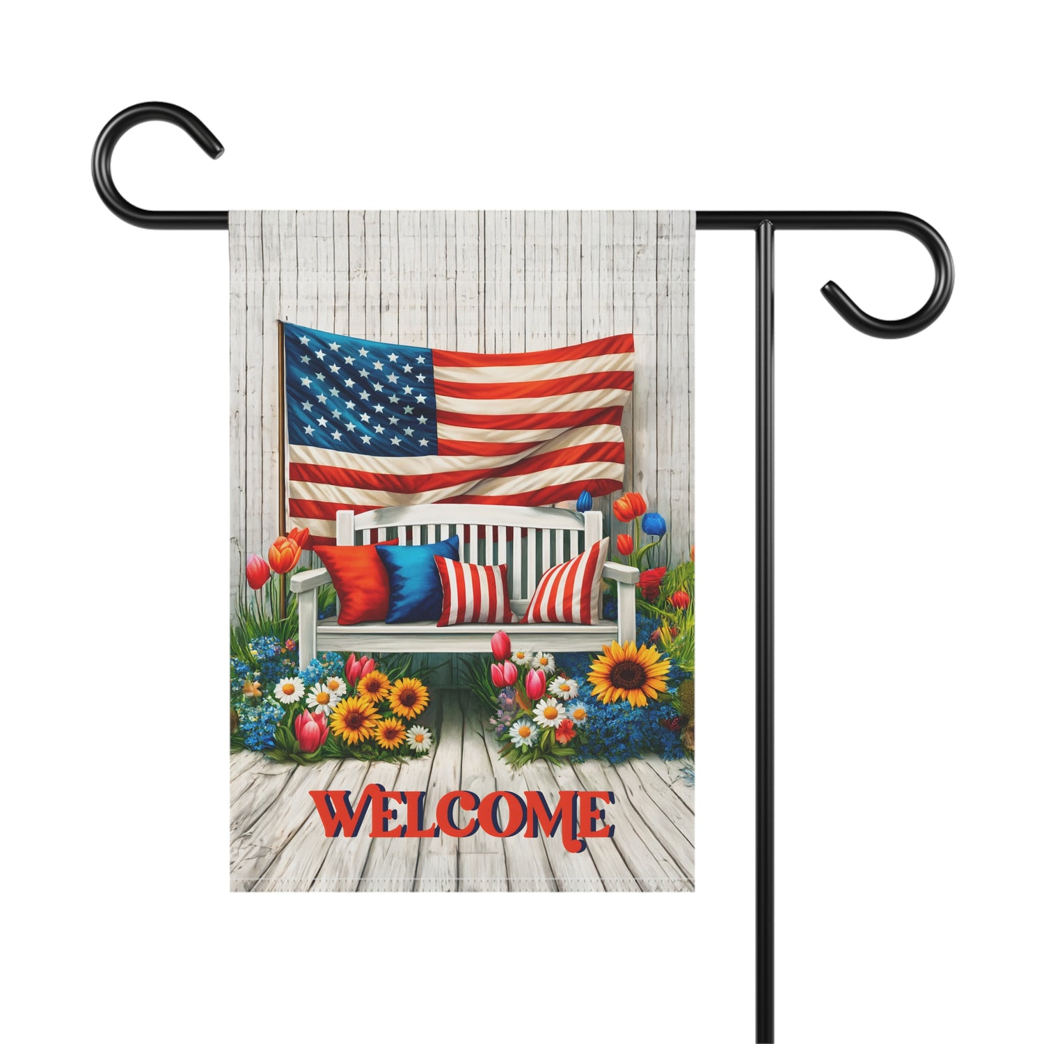 Patriotic Garden Banner, Welcome Flag, Home Decor, Fourth of July Decor, Outdoor Welcome Sign