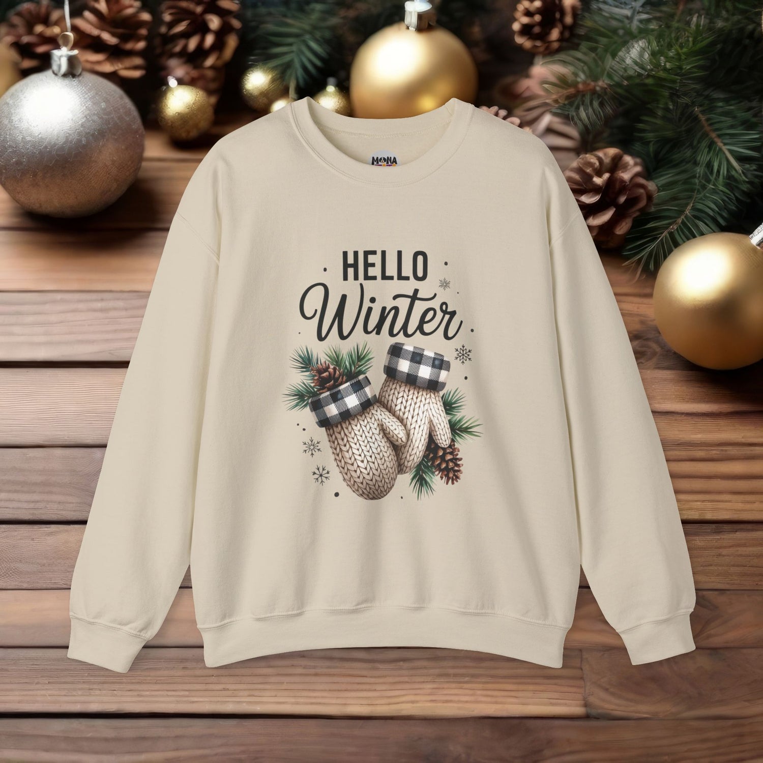 Hello Winter Crewneck | Unisex Holiday Sweater - White
