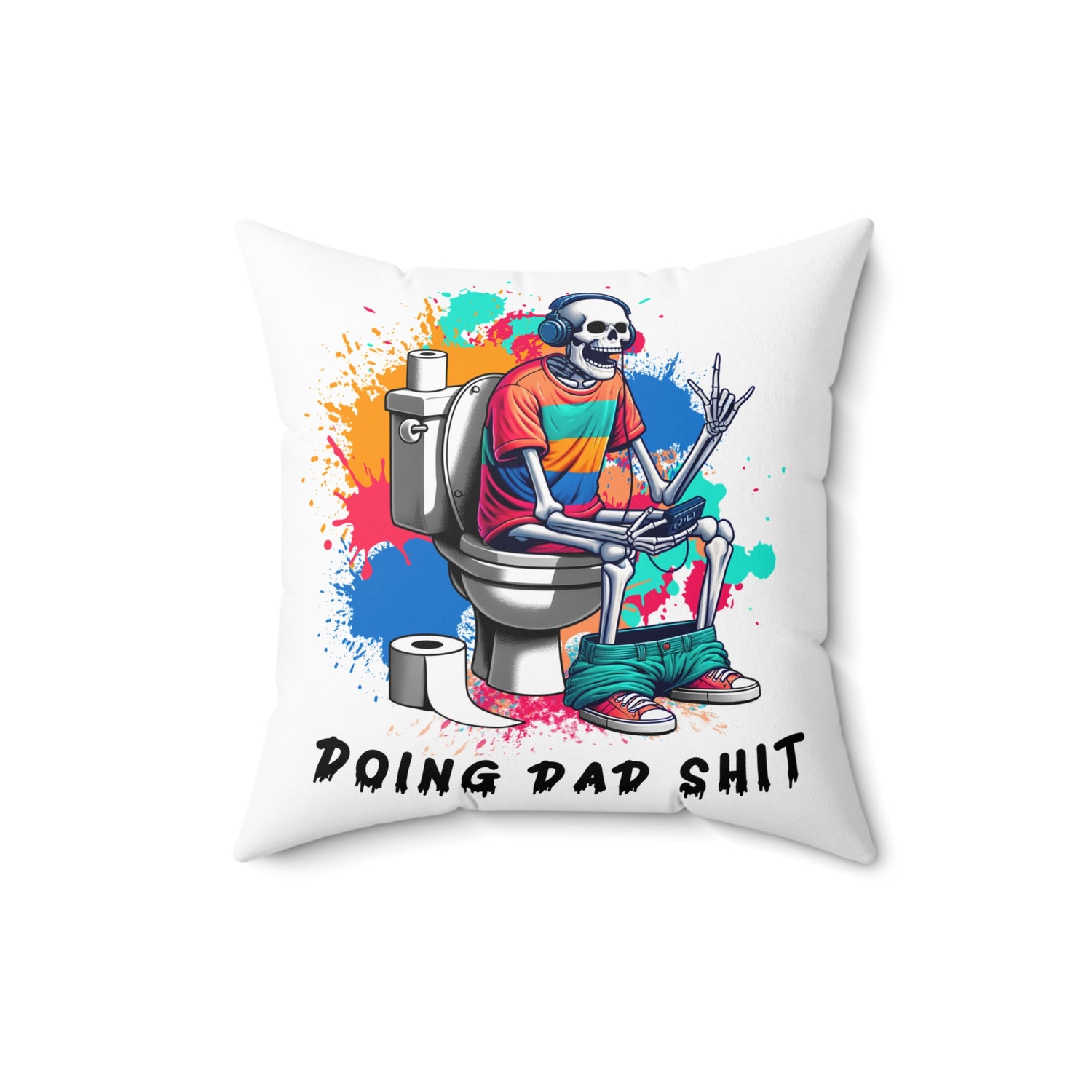 Humorous Skull Dad Pillow, Funny Home Decor, Gift for Dads, Couch Cushion, Kid's Room Decoration, Father's Day Gift
